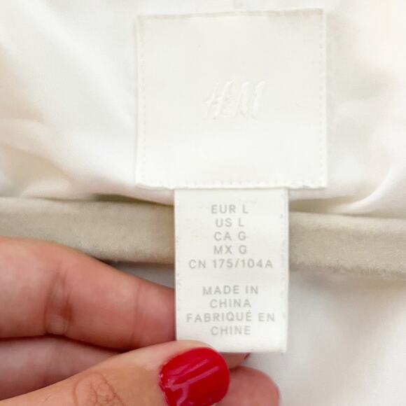 H&M Linen Blend Long Sleeve Notch Lapel Single Breasted Blazer White Large - Picture 3 of 8